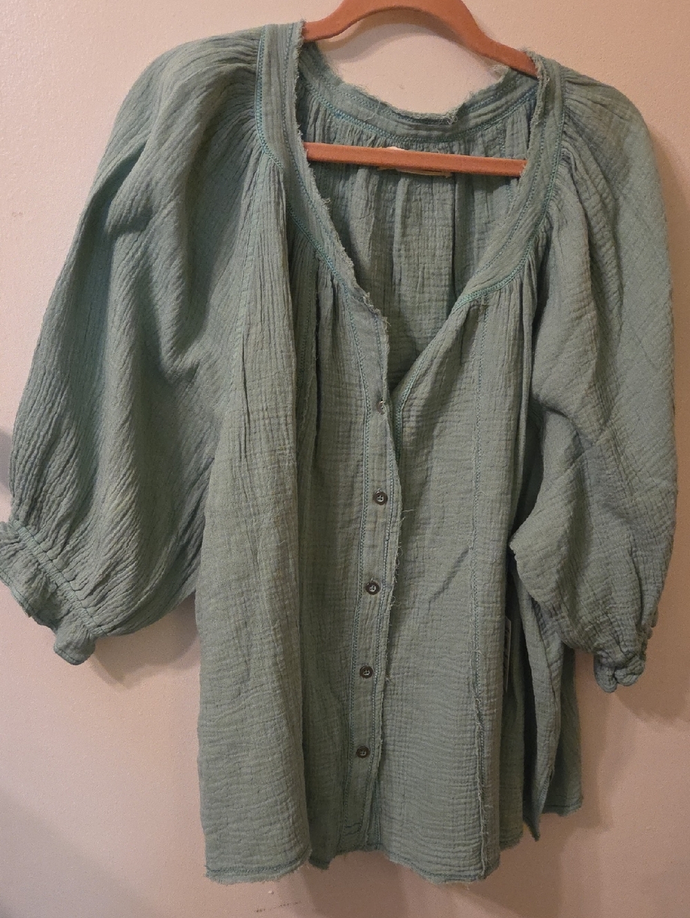 We The Free Sage Green Gauze Top Large
